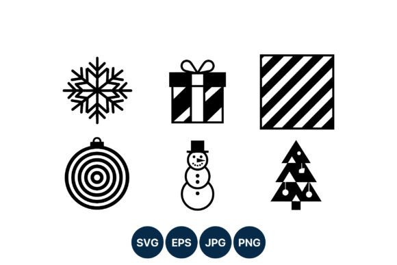 Black White Christmas Holiday Icons: A Timeless Graphic Design Asset for Creative Projects