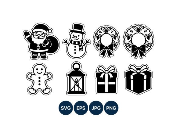 Black White Christmas Icons Set: A Versatile Illustration for Seasonal Design Projects