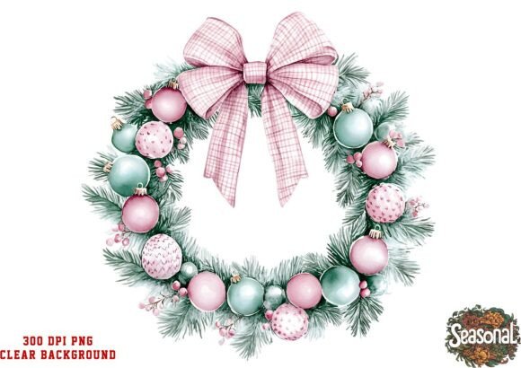 Blush Frost Christmas Wreath PNG for Handmade and Printable Projects