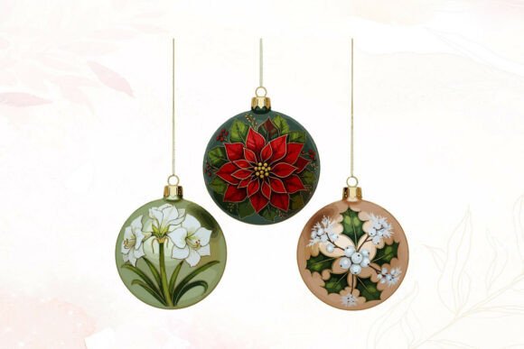 Christmas Baubles with Floral Art: A Polished Illustration for Content Creators