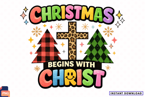 Christmas Begins with Christ PNG Design: A Professional Illustration for Holiday Branding