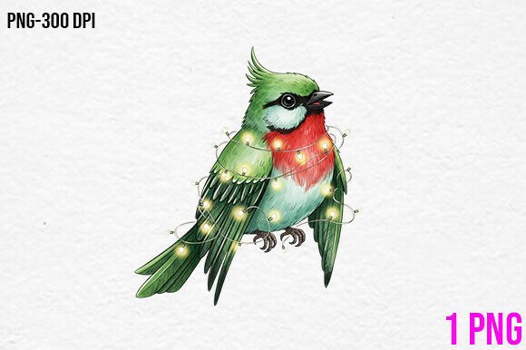 Christmas Bird Lights Clipart: A Festive Illustration for Creative Sellers