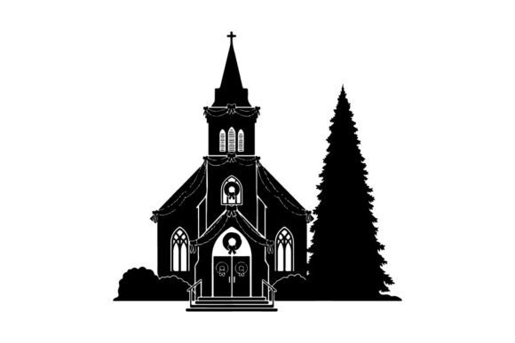 Christmas Church Illustration with Festi: A Vibrant Design Asset for Seasonal Projects
