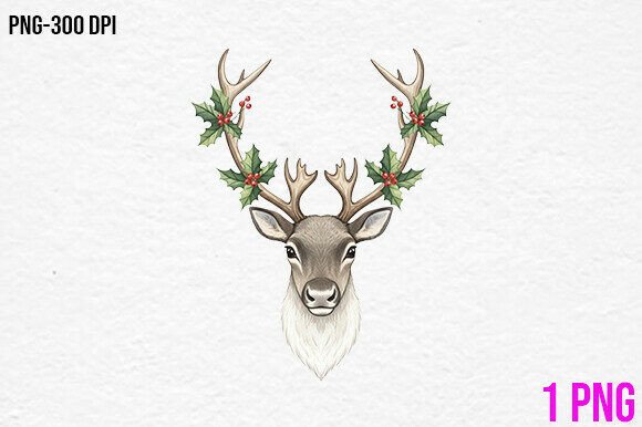 Christmas Deer Head with Holly PNG Review: A Holiday Embroidery Design Worth Considering