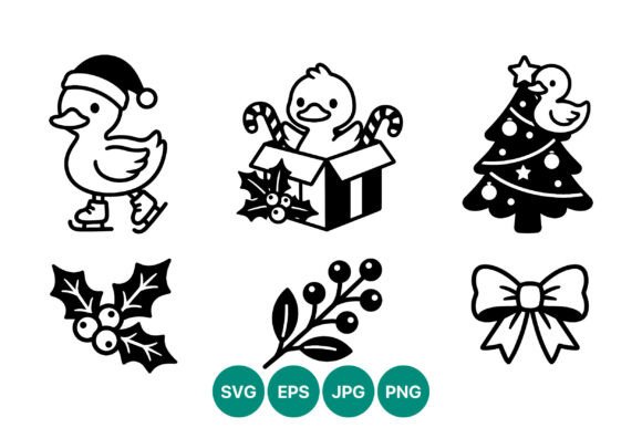 Christmas Duck Black and White Vector Review for Real Embroidery Projects