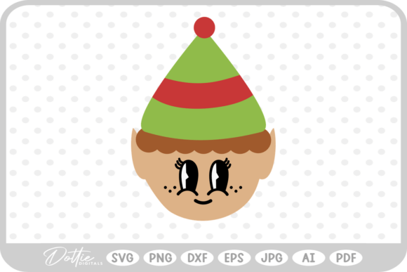 Christmas Elf Face SVG PNG DXF: A Festive Illustration for Creative Projects