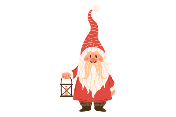 Christmas Gnome with Lantern Illustration: A Versatile Winter Design Asset