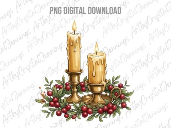Christmas Holiday Candle Holly PNG Review: A Festive Illustration for Real Crafting