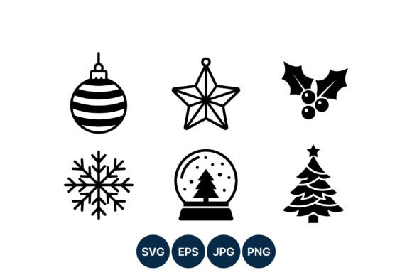 Christmas Icon Set Black White: A Professional Illustration Asset for Holiday Branding
