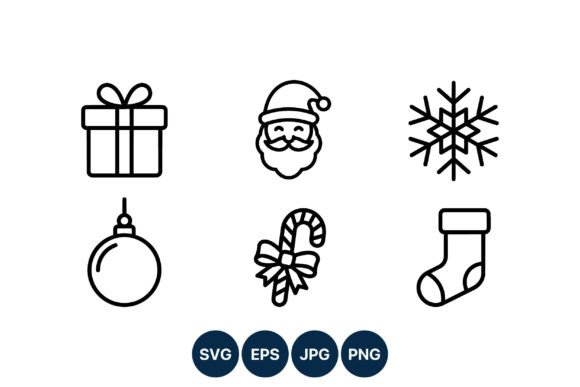 Christmas Icons Black and White Holiday Illustrations Review