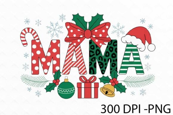 Christmas Mama Bow Sublimation PNG Design Review: A Festive Branding Illustration