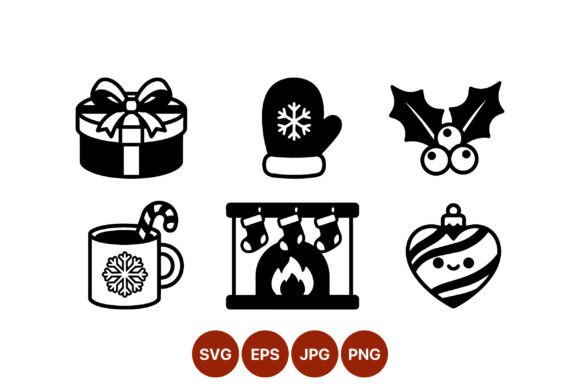 Christmas Mitten Present Holly Cup Cozy Illustrations