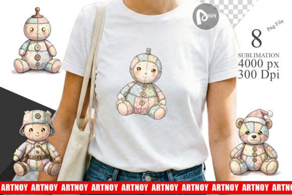 Christmas Patchwork Toy Sublimation PNG: A Versatile Illustration for Holiday Branding