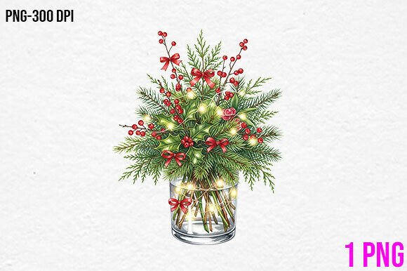 Christmas Pine Berry Vase Clipart Review for Real Embroidery Projects