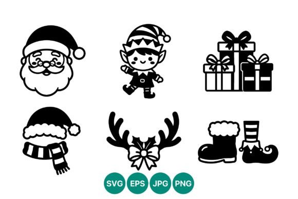 Christmas Santa Elf Icons with Gifts: A Practical Illustrations Review for Digital Sellers