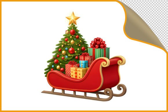 Christmas Sleigh Clipart PNG for Website and Editorial Design