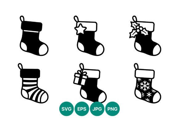Christmas Stocking Icons Black White: A Versatile Illustration for Seasonal Branding