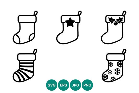 Christmas Stockings Black and White Line Illustrations: A Brand Designer’s Take
