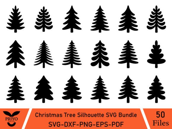 Christmas Tree Silhouette SVG Bundle: A Versatile Graphic Design Asset for Seasonal Branding