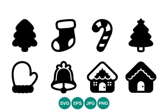 Christmas Tree Stocking Icons Set: A Festive Illustration Boost for Marketers
