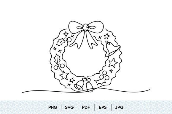 Christmas Wreath Line Art SVG for Illustrations and Digital Products