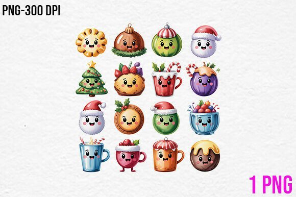 Cute Christmas Icon Set Clipart PNG: A Festive Graphic Design Asset for Creative Projects