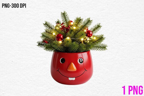 Cute Christmas Planter Clipart: A Festive Illustration for Handmade Creations