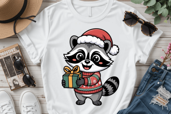 Cute Christmas Raccoon PNG: A Festive Illustration for Creative Projects