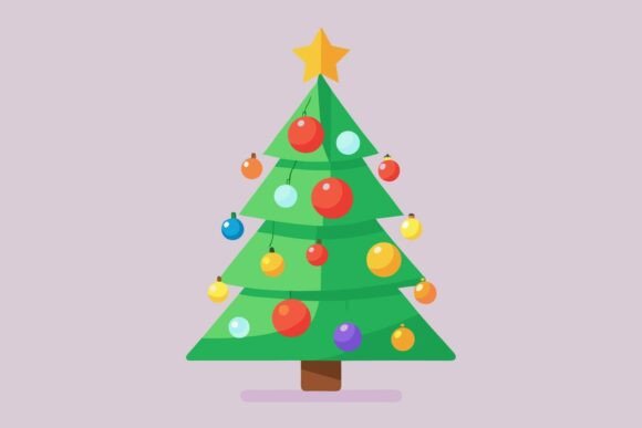 Cute Christmas Tree Flat Design Graphic: A Freebie for Festive Branding