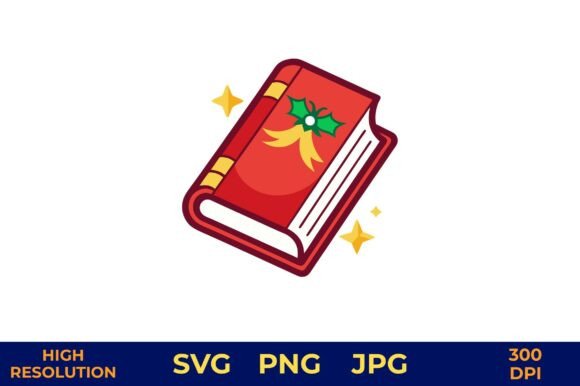 Festive Red Book with Christmas: A Perfect Illustration for Holiday Crafting