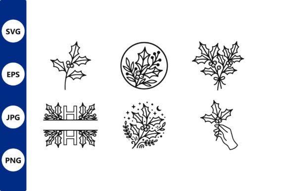 Holly Christmas Vector Icons Set: A Polished Graphic Design Asset for Content Creators