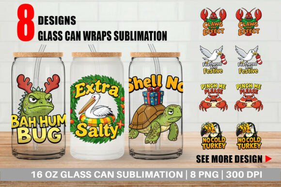 Tropical Christmas Animal Glass Can Wrap Embroidery Design Review