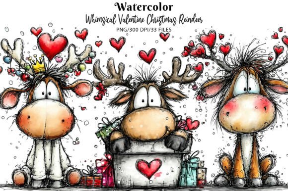 Whimsical Valentine Christmas Reindeer: A Versatile Illustration for Holiday Branding